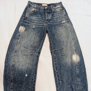 Free People We The Free Good Luck Mid-Rise Barrel Jeans, 100 Year Wash,  25 Long